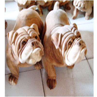 statue bulldog anglais en bois